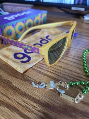 Goodr Mardi Gras "Born In A King Cake" Yellow and Purple Sunglasses